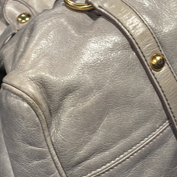 SOLD!!  MIU MIU Bow Bag Grey Leather Large 2-Way Shoulder Bag Crossbody Authen - Picture 11 of 13